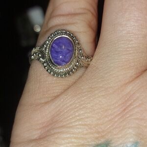Dainty Charoite Solid Sterling Ring Size 7